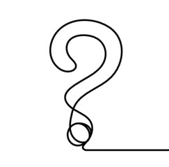 Abstract question mark continuous lines drawing on white background. Vector