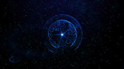 Fototapeta na wymiar Digital blue planet of Earth, 3D animation