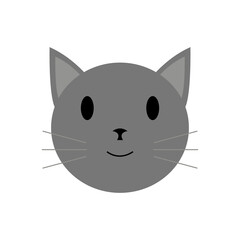 Cat head isolated on white background. Clip art for Halloween decoration. Flat icon and cartoon vector illustration. May use for logo, print, textile, phone case