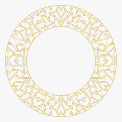 Circular decorative gold frame.