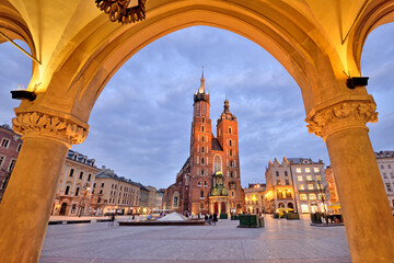 Old Town square in Krakow, Poland. - obrazy, fototapety, plakaty