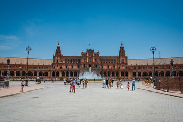 Obraz premium square with lake and old building