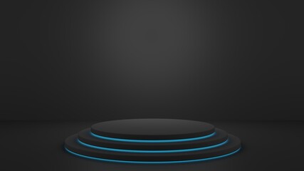 Podium of product display with Game and technology concepts, Color neon light, Pedestal, Stand.