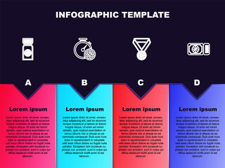 Set line Basketball game ticket, Stopwatch with basketball, medal and . Business infographic template. Vector