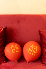 Wedding balloons on the couch