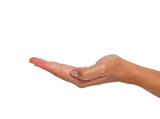 Open female hand isolated on white background.