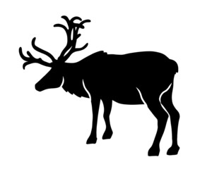Deer Silhouette. Vector illustration of Stag. Black Reindeer on white isolated background for icon or logo