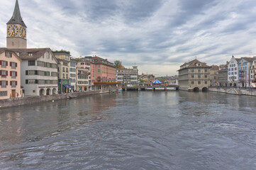 Obraz premium Zurich, Old city view by the lake, Switzerland, Europe