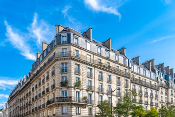 Paris, typical building boulevard Parmentier, in the 11th arrondissement, typical parisian facade
