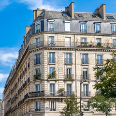 Paris, typical building boulevard Parmentier, in the 11th arrondissement, typical parisian facade
