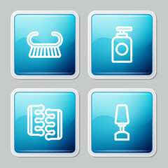 Set line Pedicure brush or grater, Tube of hand cream, Toe separator for pedicure and Milling cutter manicure icon. Vector