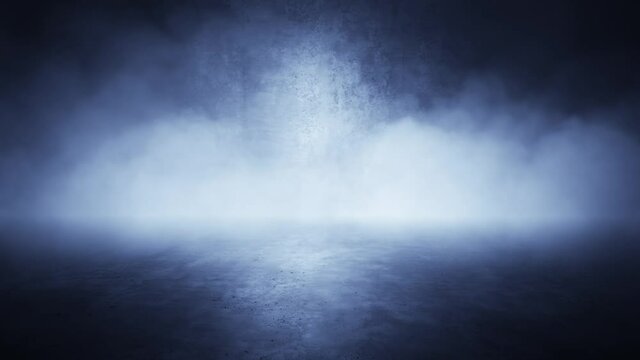 Product Showcase Spotlight cement floor Background with Realistic dry ice smoke clouds fog overlay perfect for compositing into your shots. 3D Animations
