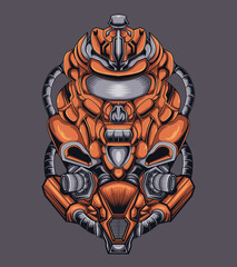 War robot illustration mascot