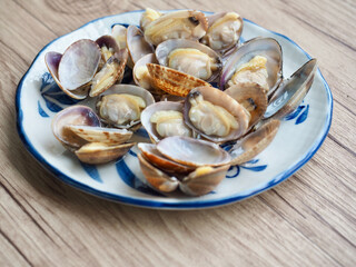 신선한 음식재료 바지락, 조개류 