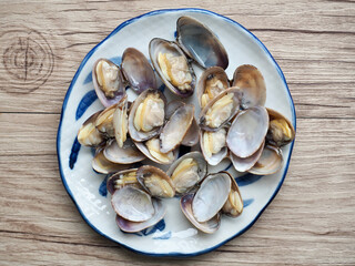 신선한 음식재료 바지락, 조개류 
