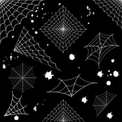 Set of decorative cobwebs for creating backgrounds and projects, halloween.