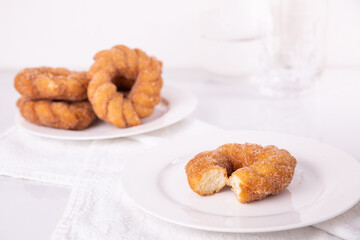 Cinnamon sugar Churro donuts in a kitchen