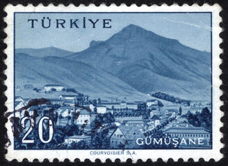 Republic of Turkey postage stamp. Republic of Turkey historical stamp. A postage stamp printed in...