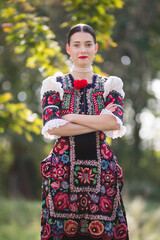 Beautiful young slovak girl. Slovak folklore. Slovak folklore girl. 