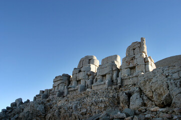 Stone Thrones of Mount Nemrut in Adiyaman, Turkey. Mount Nemrut in southeastern Turkey and royal...