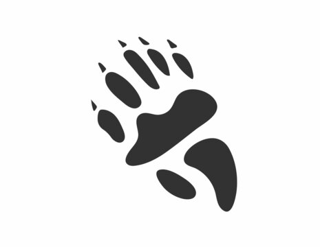Black coati paw print icon in flat style vector illustration. Eps 10