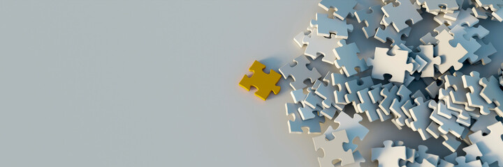 Jigsaw abstract background, connection and teamwork themes; original 3d rendering