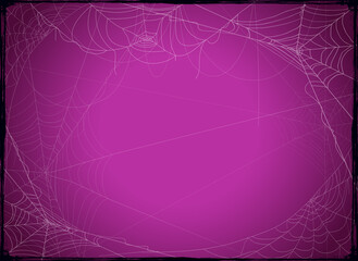 Purple Halloween Background with Spider Webs