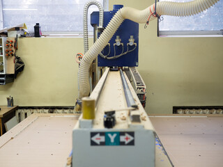 Machine for wood cutting MDF and particle Board or chipboard for the manufacture of details of...