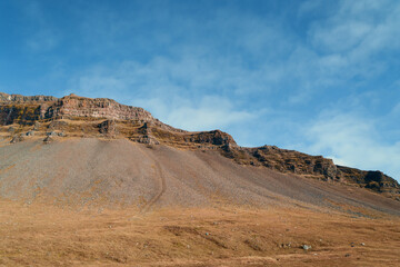 Mountains in Iceland. Beautiful nature landscape in the sunny day
