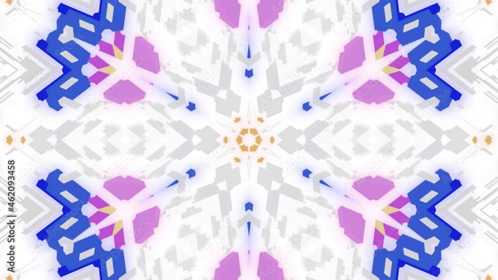 Poster 4k abstract looped white science fiction background. symmetrical geometric pattern like mandala with