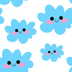 Seamless kids cartoon pattern on white background for wallpaper 