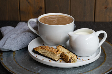 cup of coffee and cookies