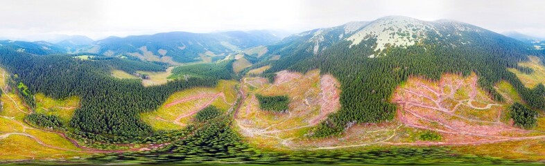 Deforestation under the Syvulya mountain in the Carpathians.