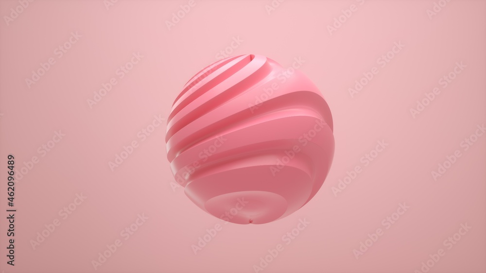 Poster 3d render. pastel colored sphere with twisted lines on an isolated background. minimalist design