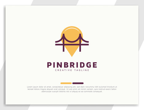 Bridge logo with pin location concept