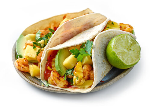 Mexican food Tacos isolated on white background