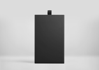 Black Drawer Package Box Mockup, Blank cardboard container, 3d rendering isolated on light background