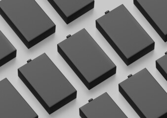 Black Drawer Package Box Mockup, Blank cardboard container, 3d rendering isolated on light background