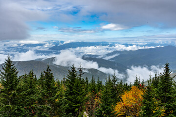 Smoky Mountains Through Autumn Fog from High Up