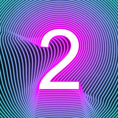number two neon second concept symbol 3d collection