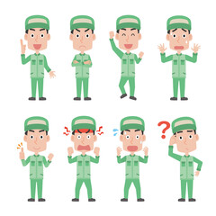 作業員男性の表情ポーズセット