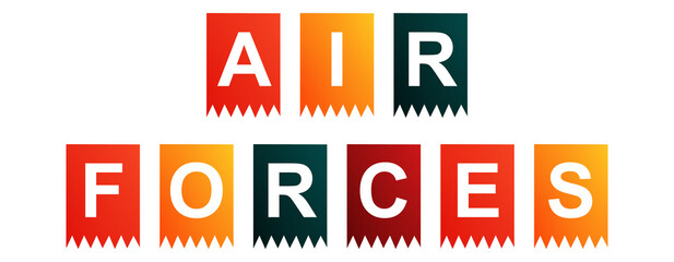 Air Forces - text written on Isolated Shapes with White background