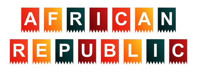African Republic - text written on Isolated Shapes with White background