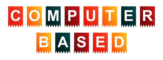 Computer Based - text written on Isolated Shapes with White background