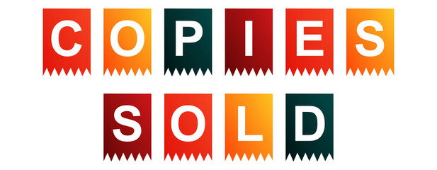 Copies Sold - text written on Isolated Shapes with White background