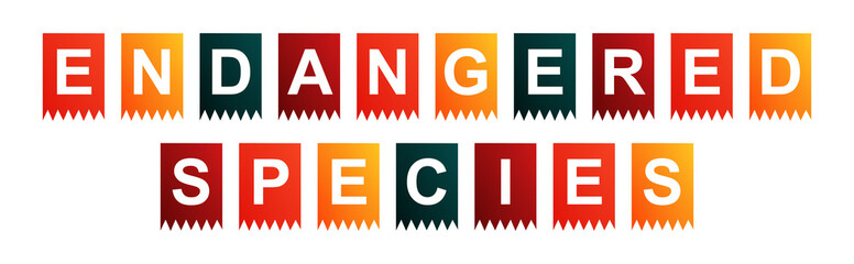 Endangered Species - text written on Isolated Shapes with White background