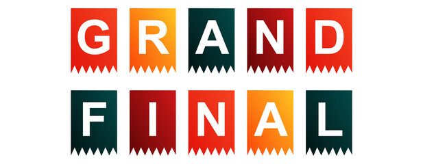 Grand Final - text written on Isolated Shapes with White background