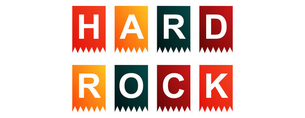 Hard Rock - text written on Isolated Shapes with White background