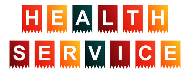 Health Service - text written on Isolated Shapes with White background