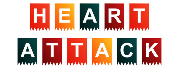 Heart Attack - text written on Isolated Shapes with White background